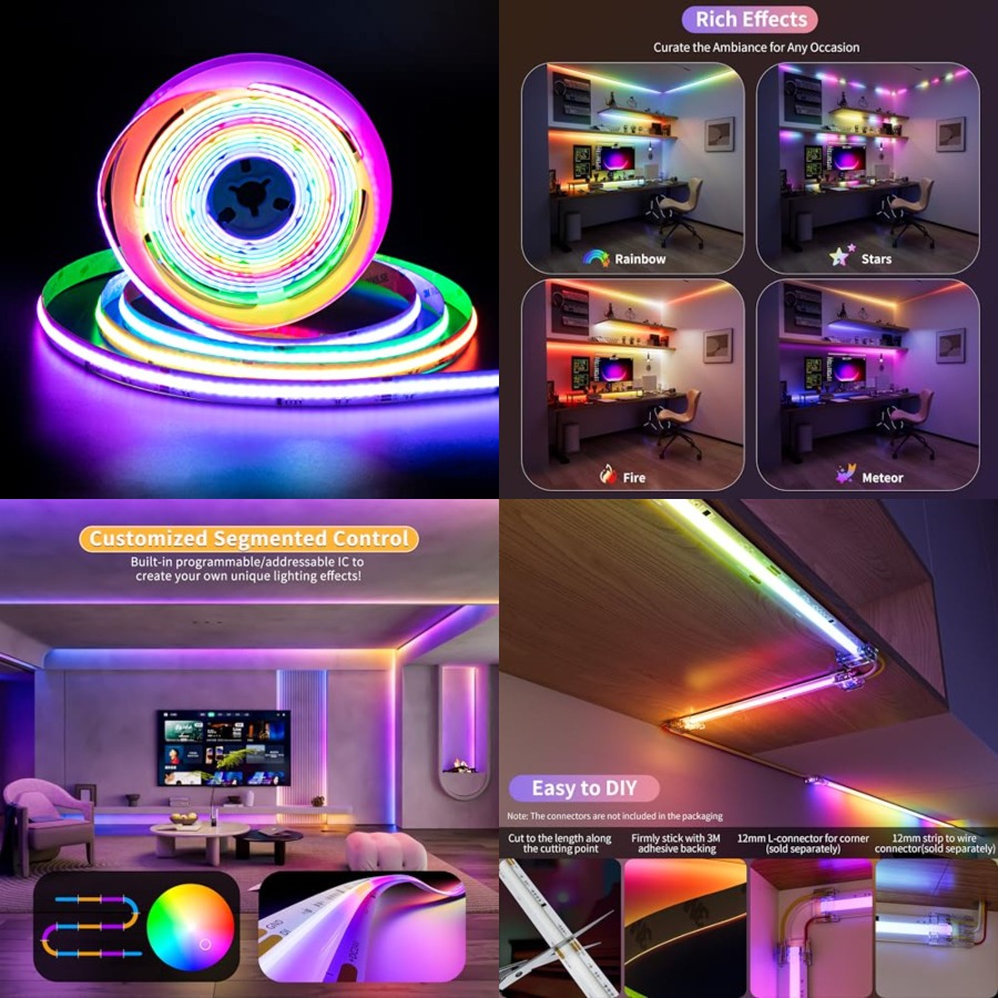 Rgb Light Strip - RGB Smart IC COB LED-striplicht Adresseerbaar/7,5