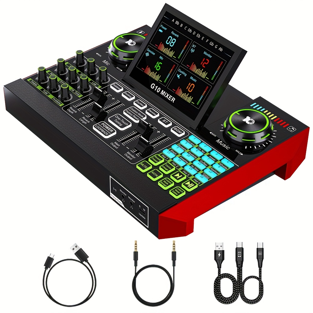 Pc Gaming Youtubers - Tenlamp G10 Podcasting-apparatuur, live-geluidskaart, audiomixer, 48V