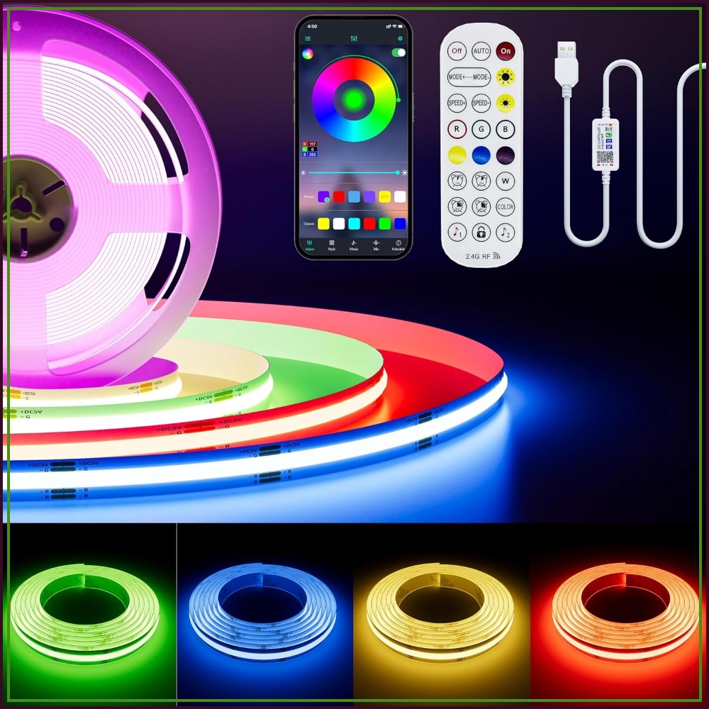 Rgb Light Strip - 5V USB COB RGB LED-stripverlichting 1,5m,