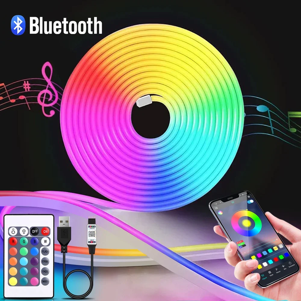 Rgb Light Strip - 1-5m RGB LED Neon Strip Licht